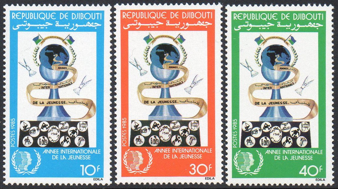 timbres-poste Djibouti 1985 International Youth Year stamps