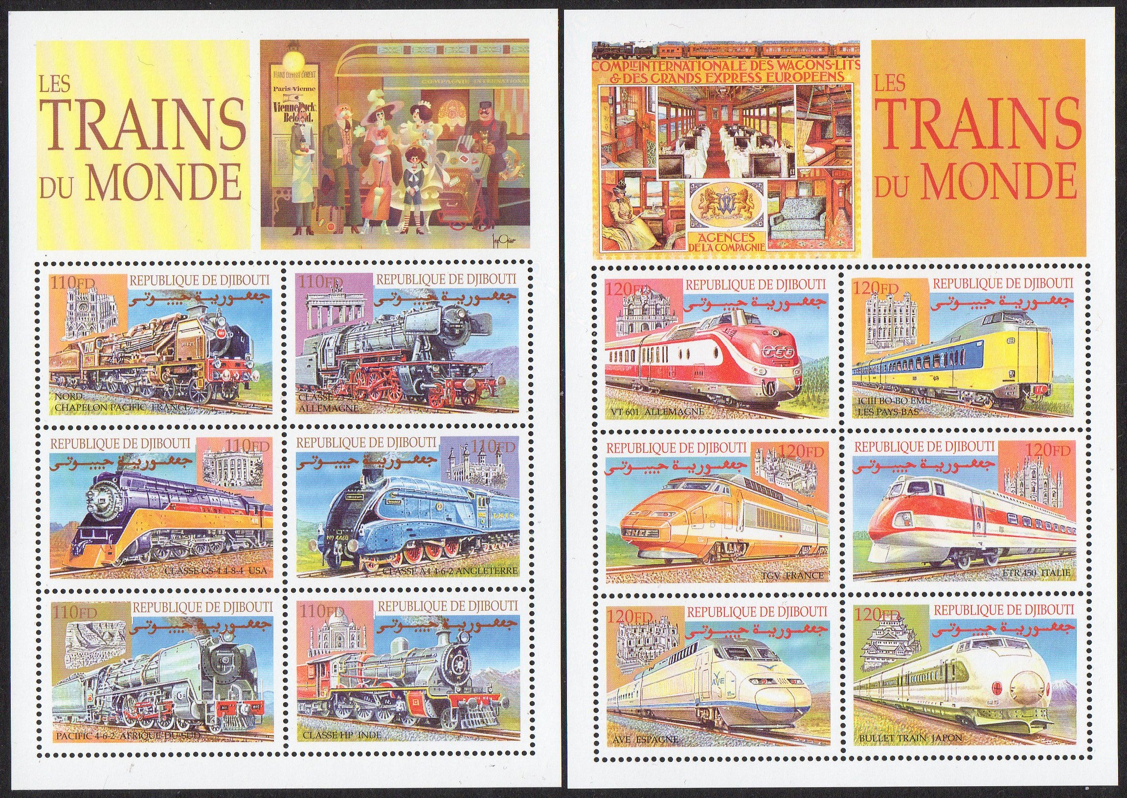 timbres-poste Djibouti Locomotives of the World 2000