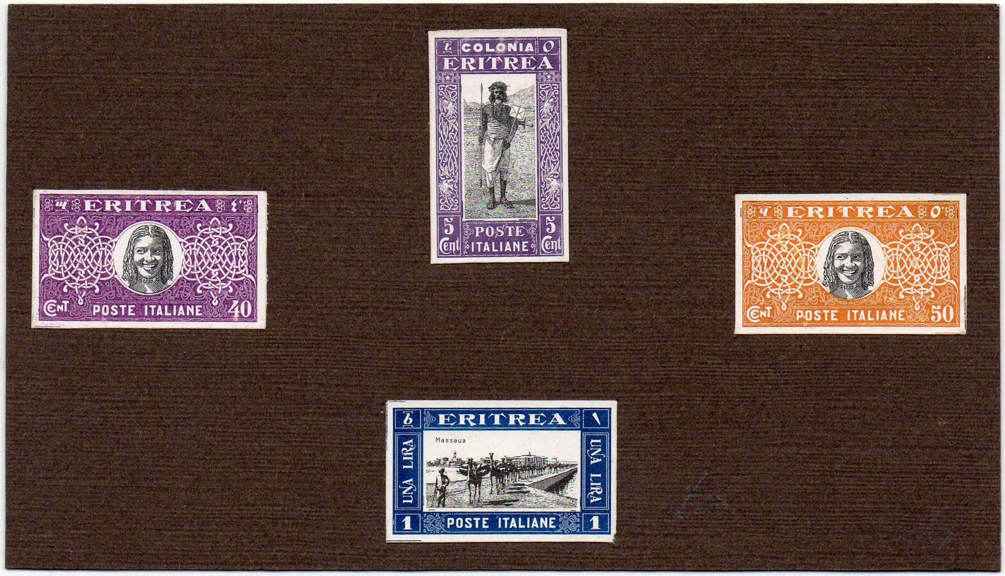 Stamps : Briefmarken Eritrea 1930 : Imperforate Proofs