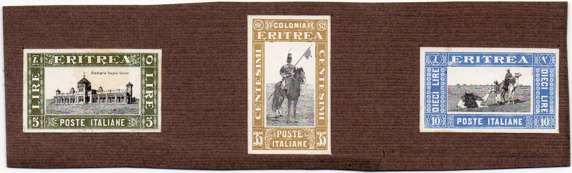 Stamps : Briefmarken Eritrea 1930 : Imperforate Proofs