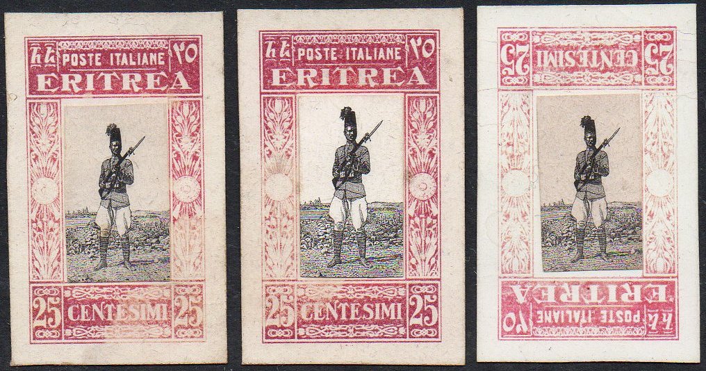 Stamps : Francobolli Eritrea 1930 : Imperforate Proofs 25c Rifleman Mock-Ups