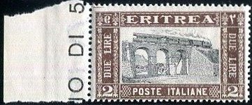 Train Stamps : Francobolli Eritrea 1930 : Sheet Marginal Inscriptions