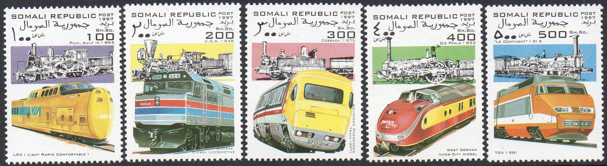 Train Stamps : Francobolli Somalia 1997 Locomotives