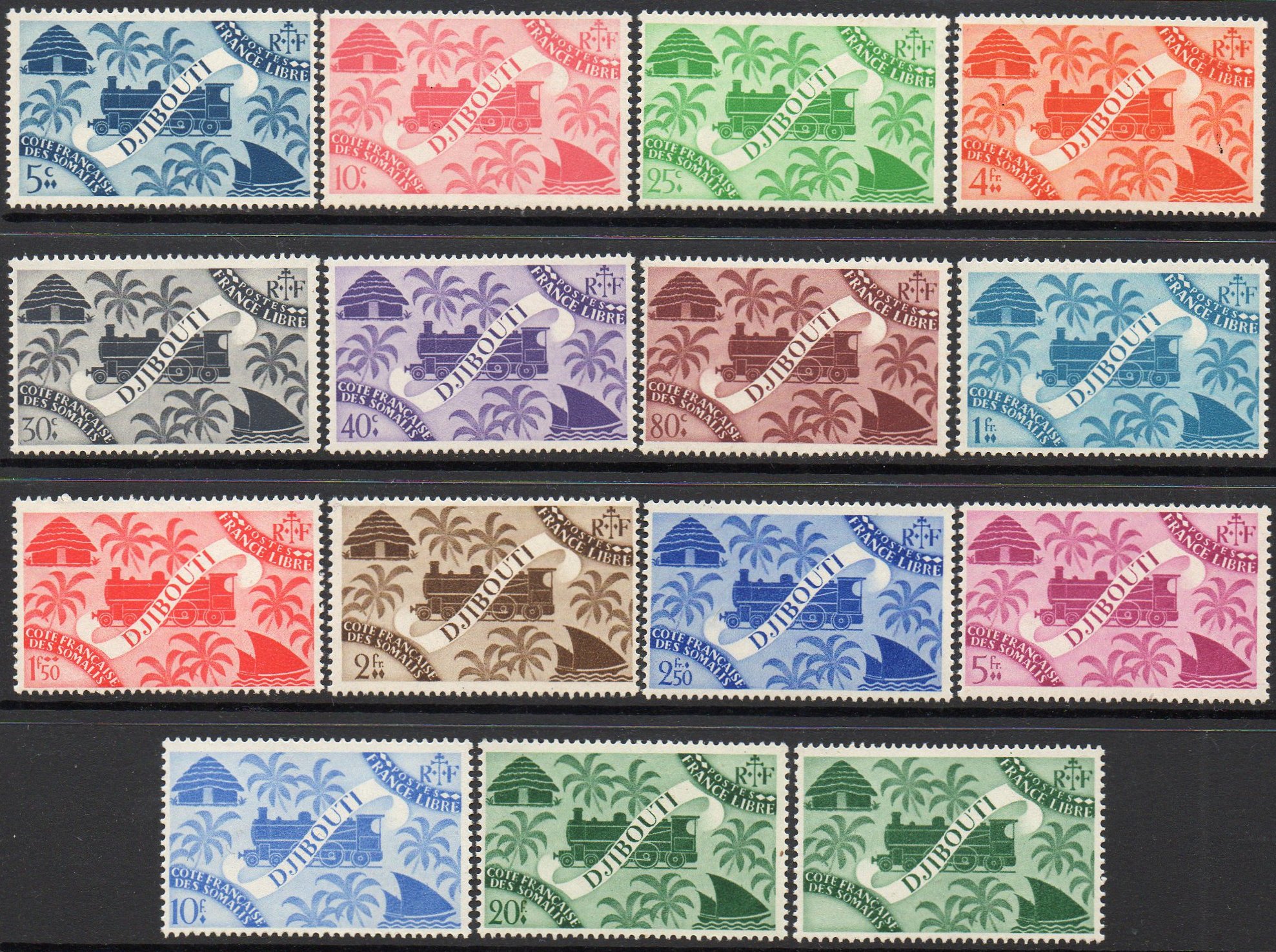 timbres-poste guerre C�te des Somalis war stamps French Somali Coast Vichy France Libre briefmarken Weltkrieg