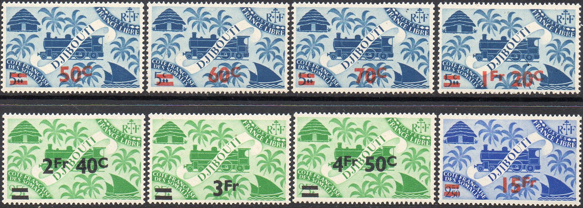 timbres-poste guerre C�te des Somalis war stamps French Somali Coast Vichy France Libre briefmarken Weltkrieg