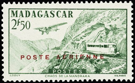 stamps Madagascar Unissued post-war airmail with diesel railcar 