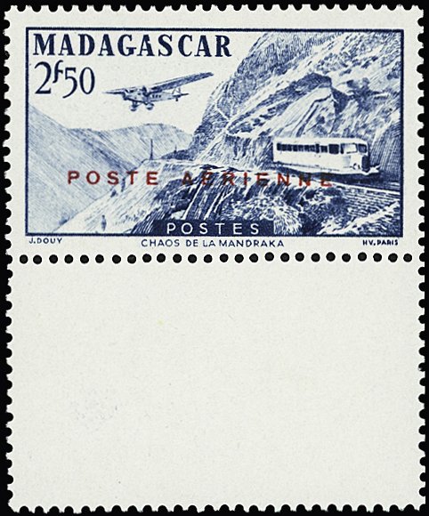 stamps Madagascar Unissued post-war airmail with diesel railcar 