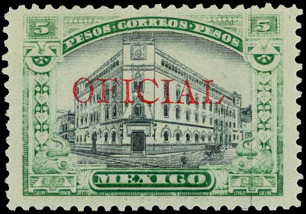 Mexico Stamps 1918 5 Pesos Map Official