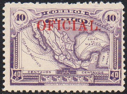 Mexico Official Stamps 1921-1924 40c map & 5 Pesos Post Office
