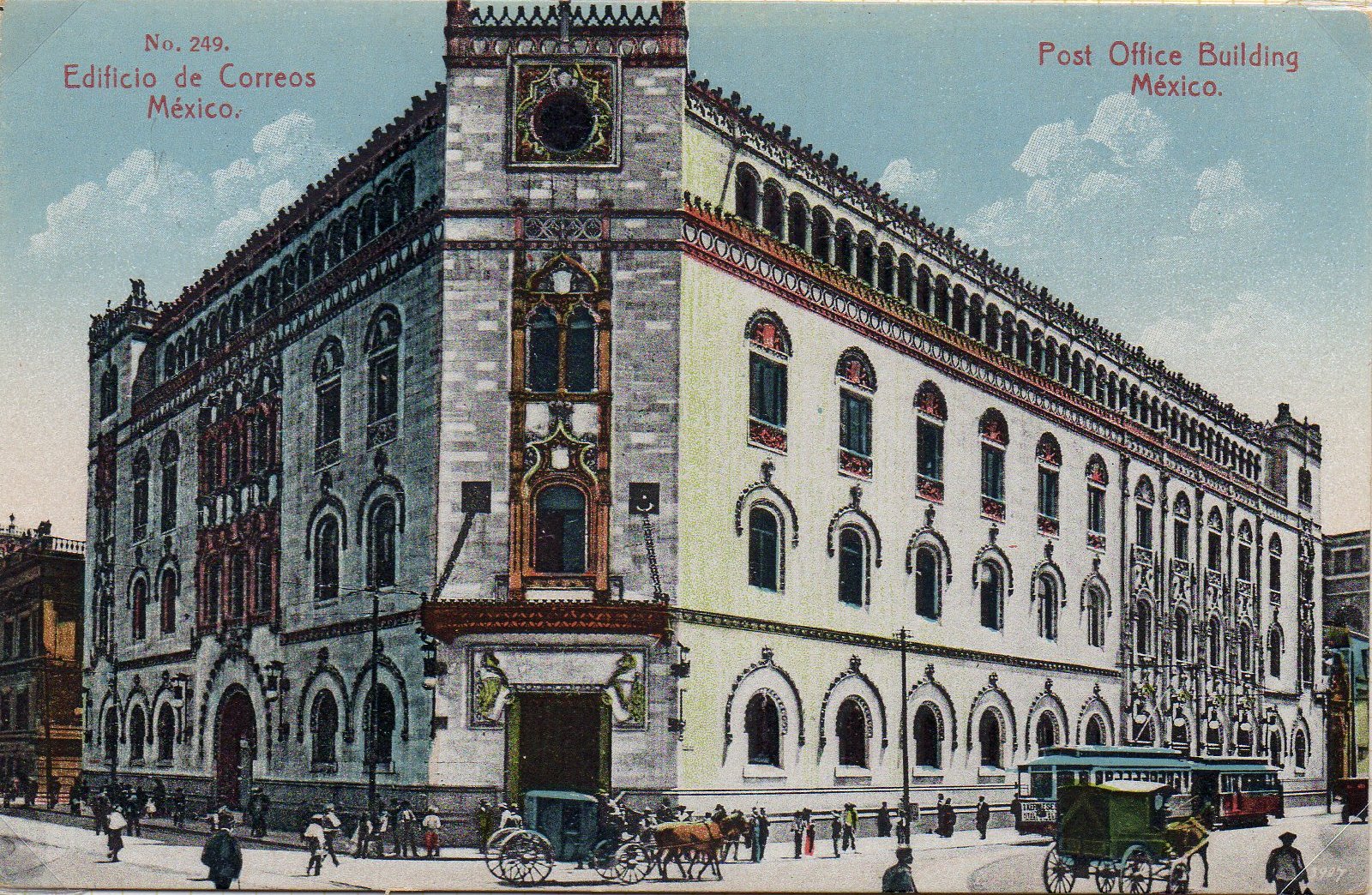 Mexico Stamps Picture Postcard Post Office & Tram Tracks Correos Mexico Inauguracion 1907
