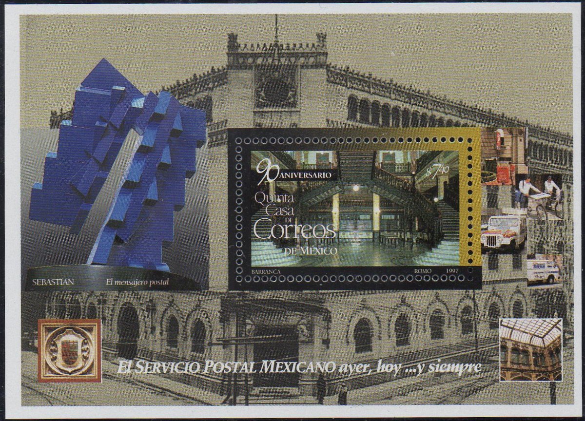 Mexico Stamps 1997 miniature souvenir sheet Post Office & Tram Tracks
