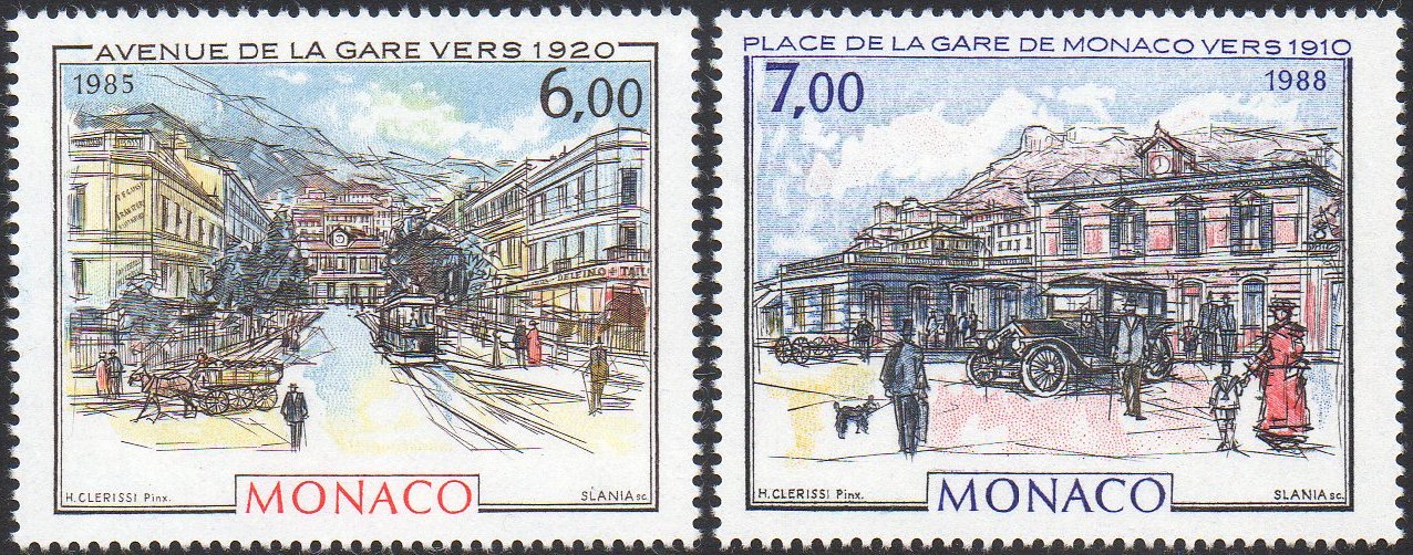 Timbres-Poste Stamps Gare de Monaco Interior Steam Train