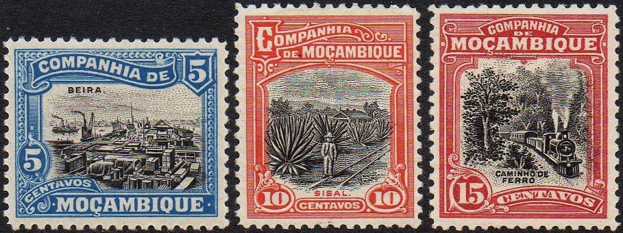 Stamps Mozambique Company Companhia de Mocambique 1918 Perf 12½ Sisal Caminho de Ferro Railway Steam Locomotive