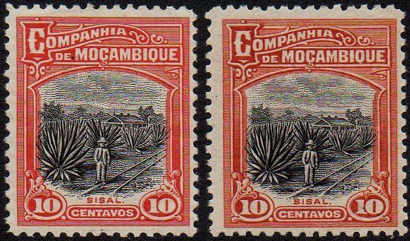 Stamps Mozambique Company Companhia de Mocambique 1924 10c Sisal Scarlet 1925 10c Sisal Brownish-Red  Perf 12½ 
