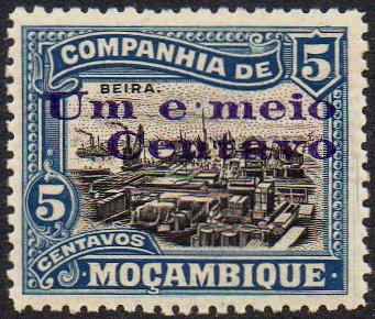 Stamps Mozambique Company Companhia de Mocambique 1920 Surcharge  um e meio Centavo
