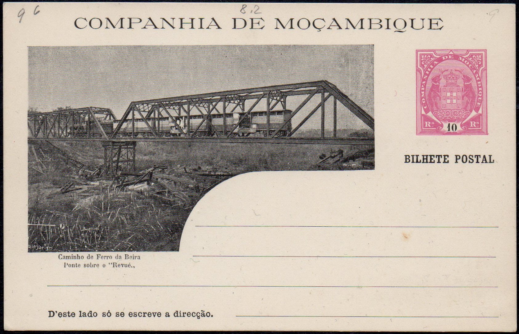 Stamps Mozambique Company Companhia de Mocambique Postal Stationery 1904 Train on Railway Bridge