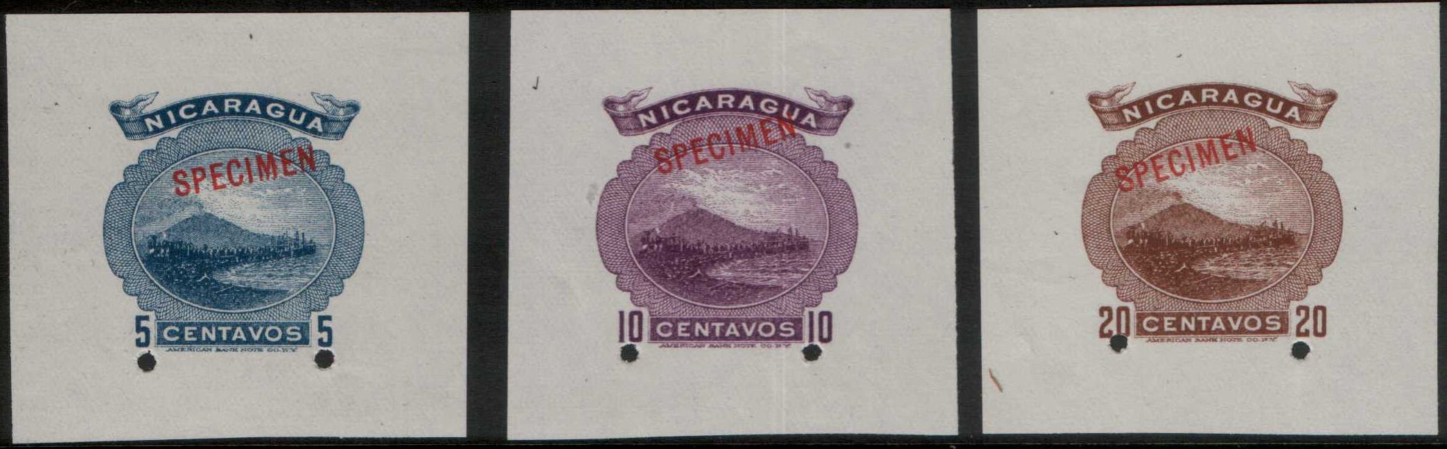 timbres-poste sellos postales stamps Nicaragua Momotombo Volcano & Train Postal Stationery