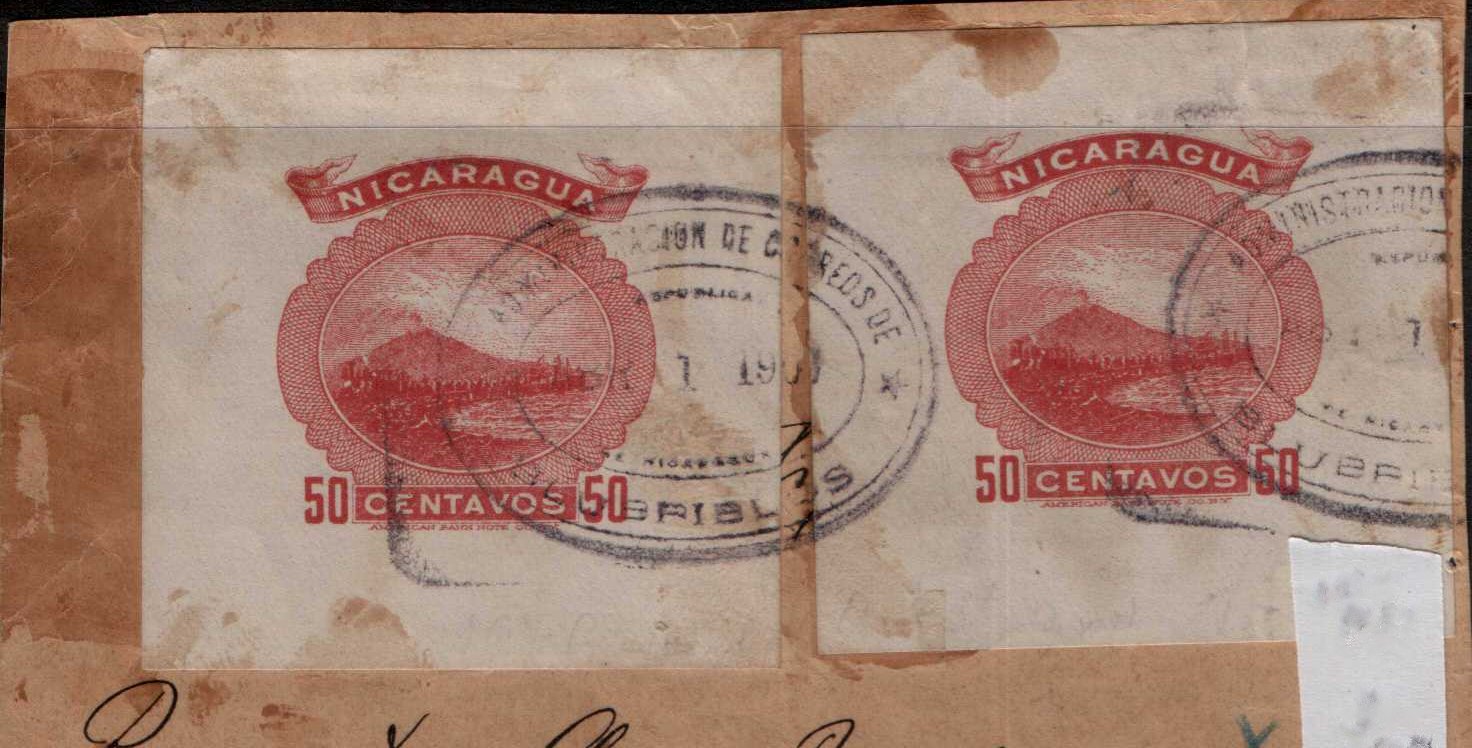 timbres-poste sellos postales stamps Nicaragua Momotombo Volcano & Train Postal Stationery