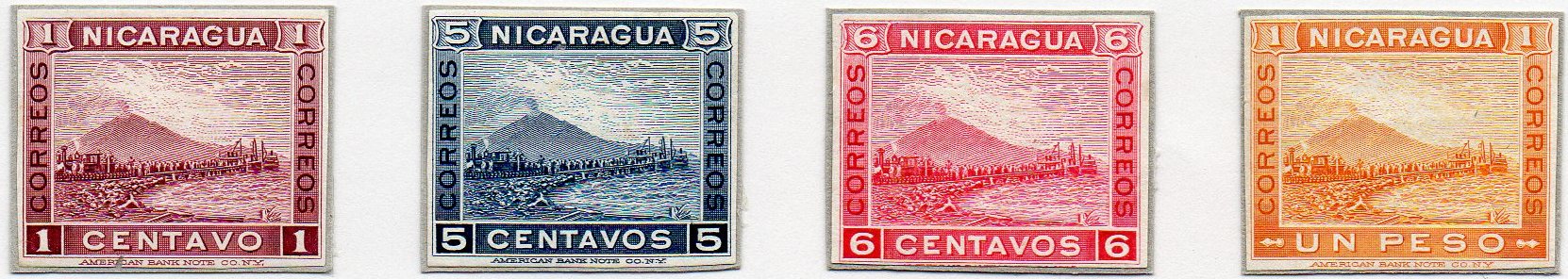 timbres-poste sellos postales stamps Nicaragua Momotombo Volcano & Train Plate Proofs