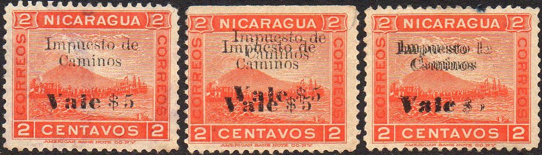 Sellos Fiscales Nicaragua Impuesto Miltar Miltary Tax Revenue Stamps Momotombo Zelaya  Volcano & Train