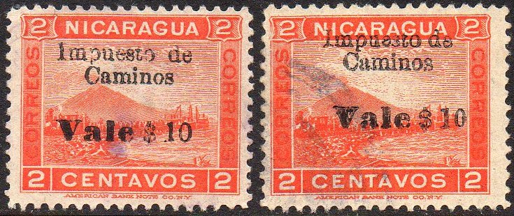Sellos Fiscales Nicaragua Impuesto Miltar Miltary Tax Revenue Stamps Momotombo Zelaya  Volcano & Train
