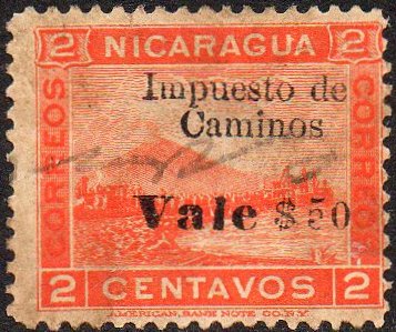 Sellos Fiscales Nicaragua Impuesto Miltar Miltary Tax Revenue Stamps Momotombo Zelaya  Volcano & Train