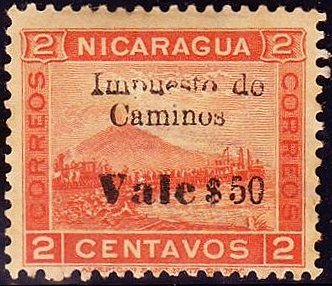 Sellos Fiscales Nicaragua Impuesto Miltar Miltary Tax Revenue Stamps Momotombo Zelaya  Volcano & Train
