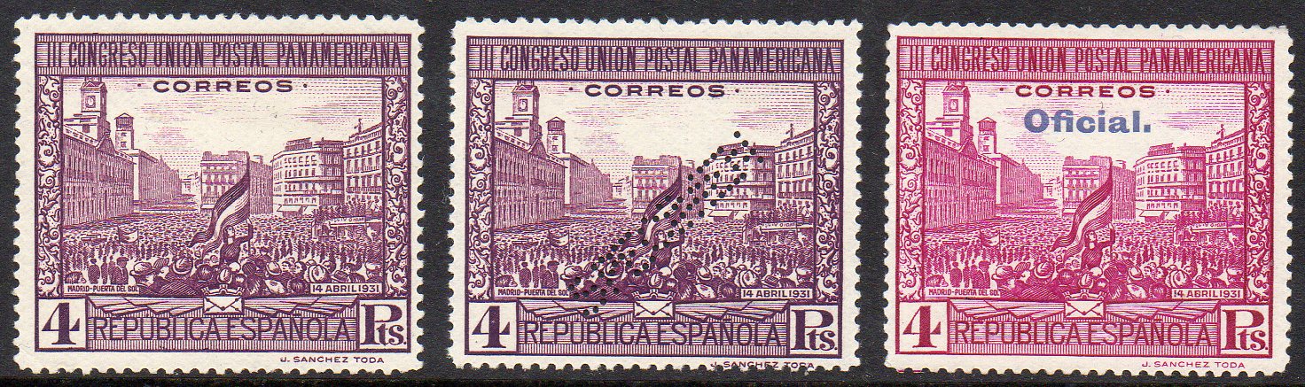 Stamps perforated SPECIMEN - Spain 1931 4 Pts