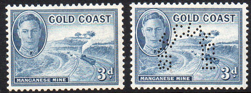 Stamps perforated SPECIMEN - Gold Coast 1948 George VI Manganese Mine