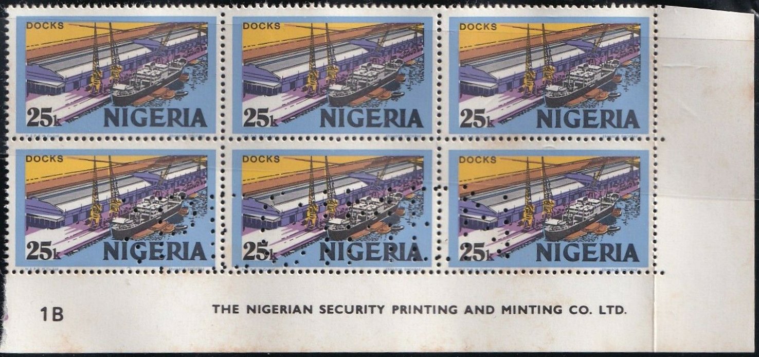 Stamps perforated SPECIMEN - Nigeria 1938 5/- George V Jebba Railway Bridge