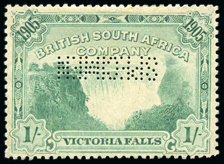 Stamps perforated SPECIMEN - Rhodesia 1905 Opening of Victoria Falls Bridge 1/-