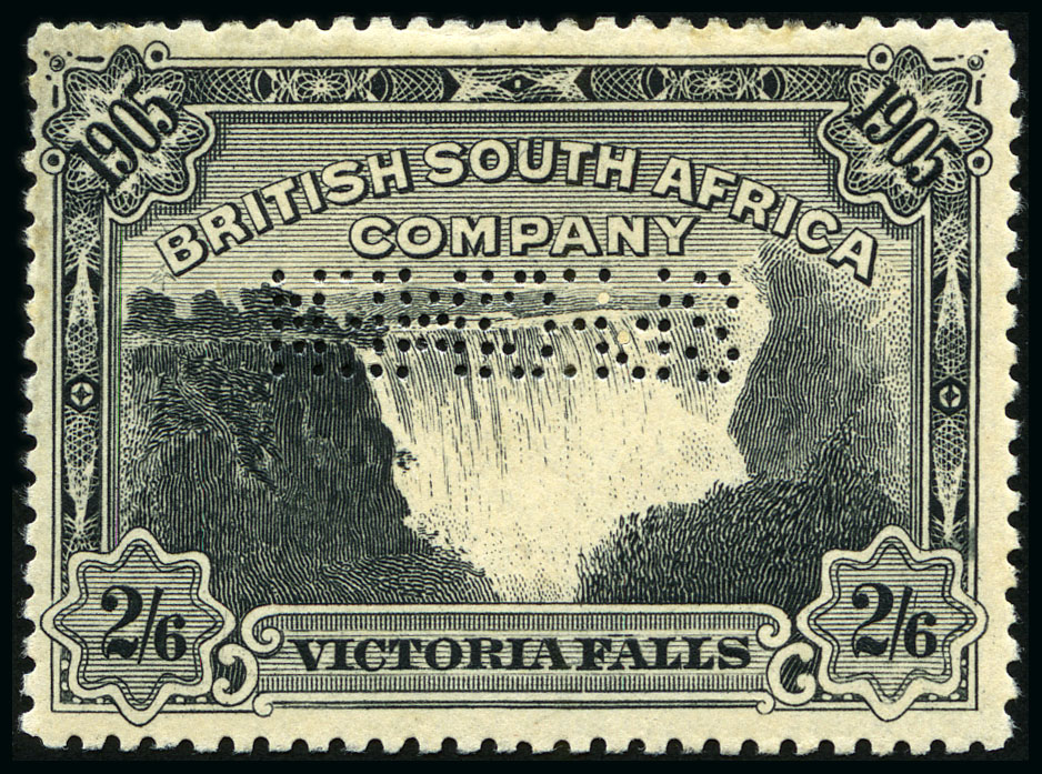 Stamps perforated SPECIMEN - Rhodesia 1905 Opening of Victoria Falls Bridge 2/6