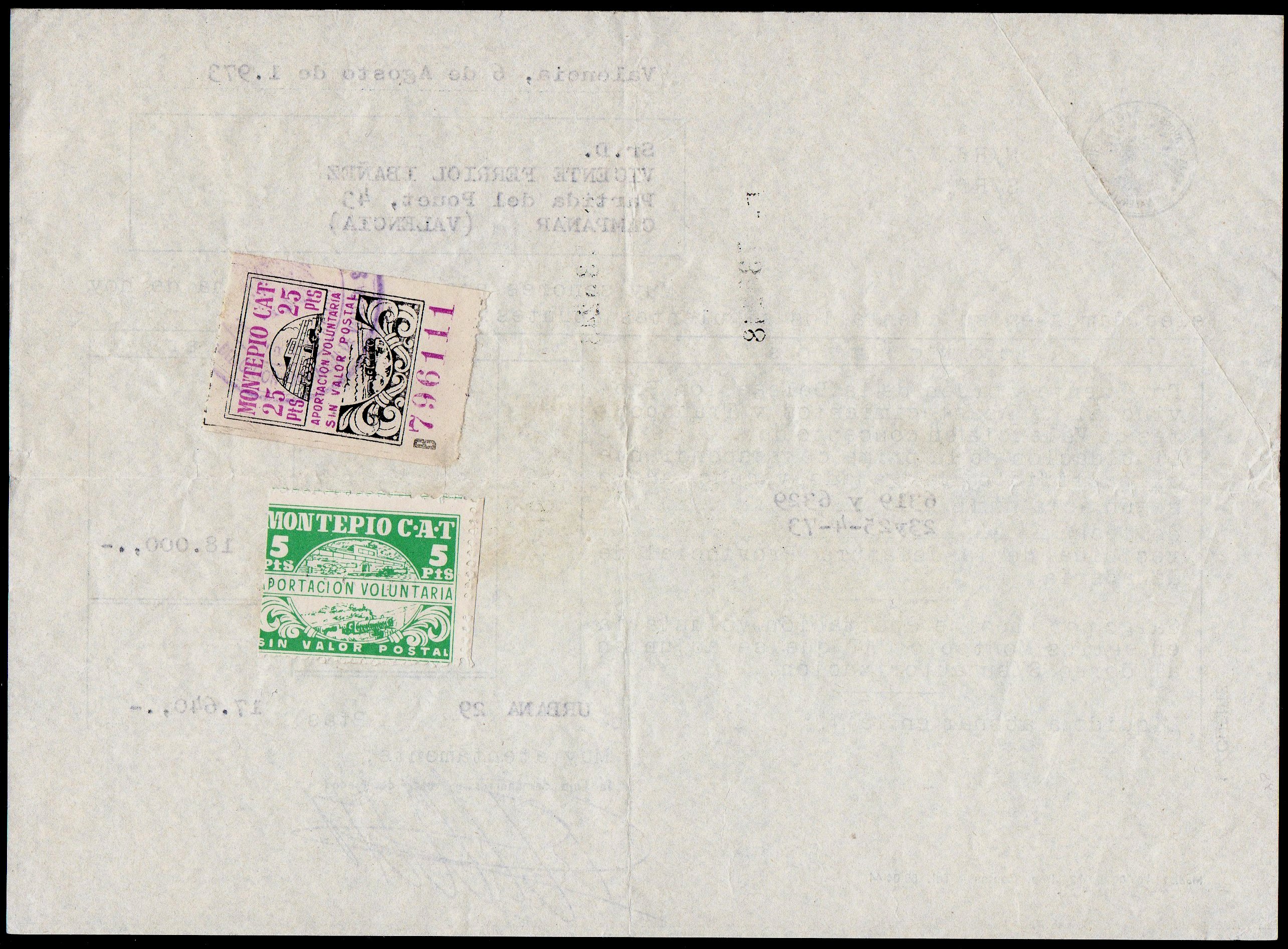 Montepio Voluntary Contribution Stamp Sellos postales