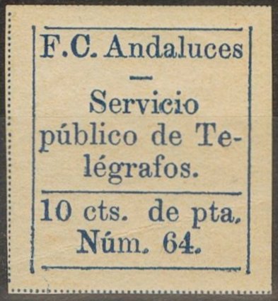 Ferrocarriles Andaluces 10c Imperf