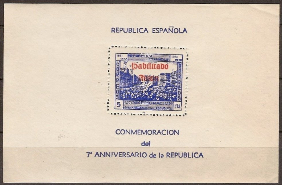 1938 7th Anniversary of Republic miniature Sheets Spain Civil War Tramcar