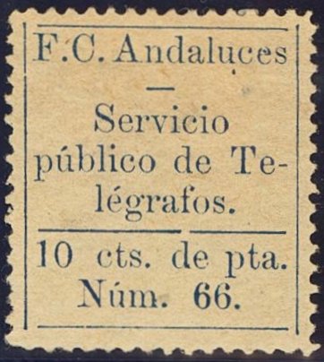 Railway telegraph Andaluces 10c Perf 13.5