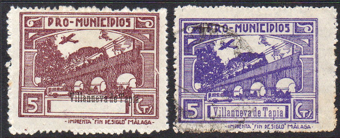 Villanueva de Tapia sellos postales stamps Spain Guerra Civil War