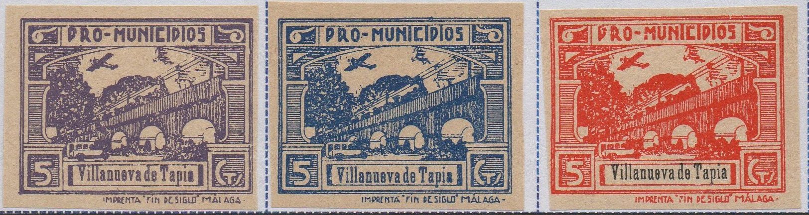 Villanueva de Tapia sellos postales stamps Spain Guerra Civil War