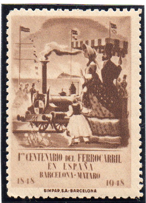 1948 Centenary Centenario Barcelona-Mataro Railway Ferrocarril FFCC sellos postales stamps Spain 