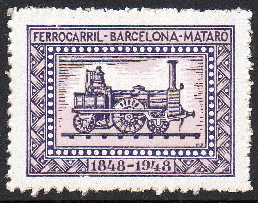 1948 Centenary Centenario Barcelona-Mataro Railway Ferrocarril FFCC sellos postales stamps Spain 