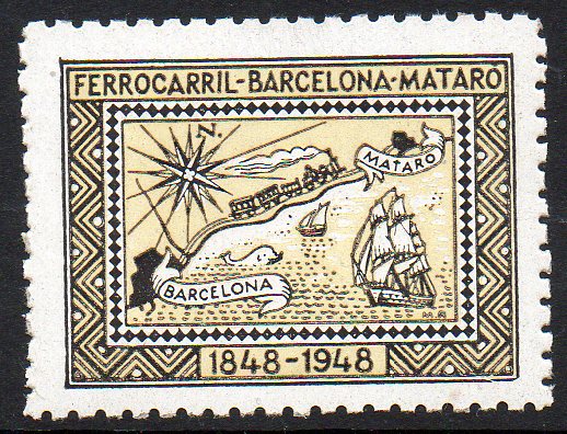1948 Centenary Centenario Barcelona-Mataro Railway Ferrocarril FFCC sellos postales stamps Spain 