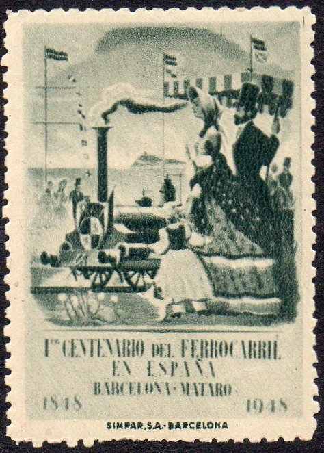 1948 Centenary Centenario Barcelona-Mataro Railway Ferrocarril FFCC sellos postales stamps Spain 