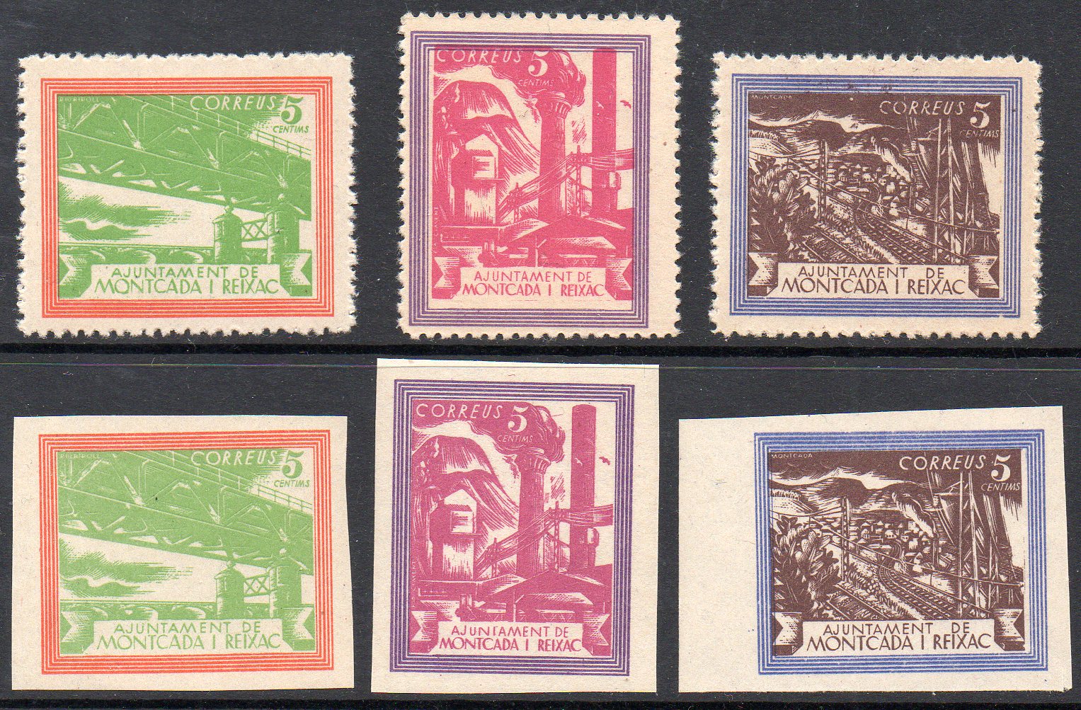 Montcada y Reixac sellos postales stamps Spain Guerra Civil War