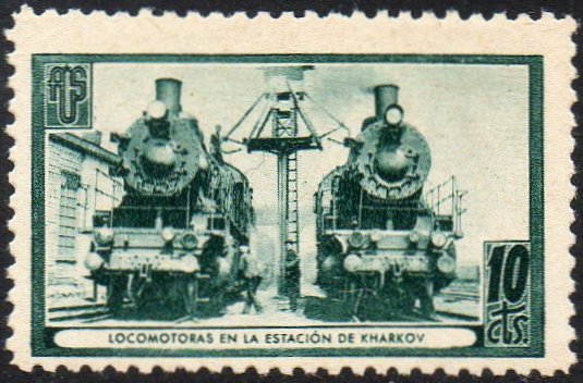 Soviet Republican sellos postales stamps Spain Railway Civil War