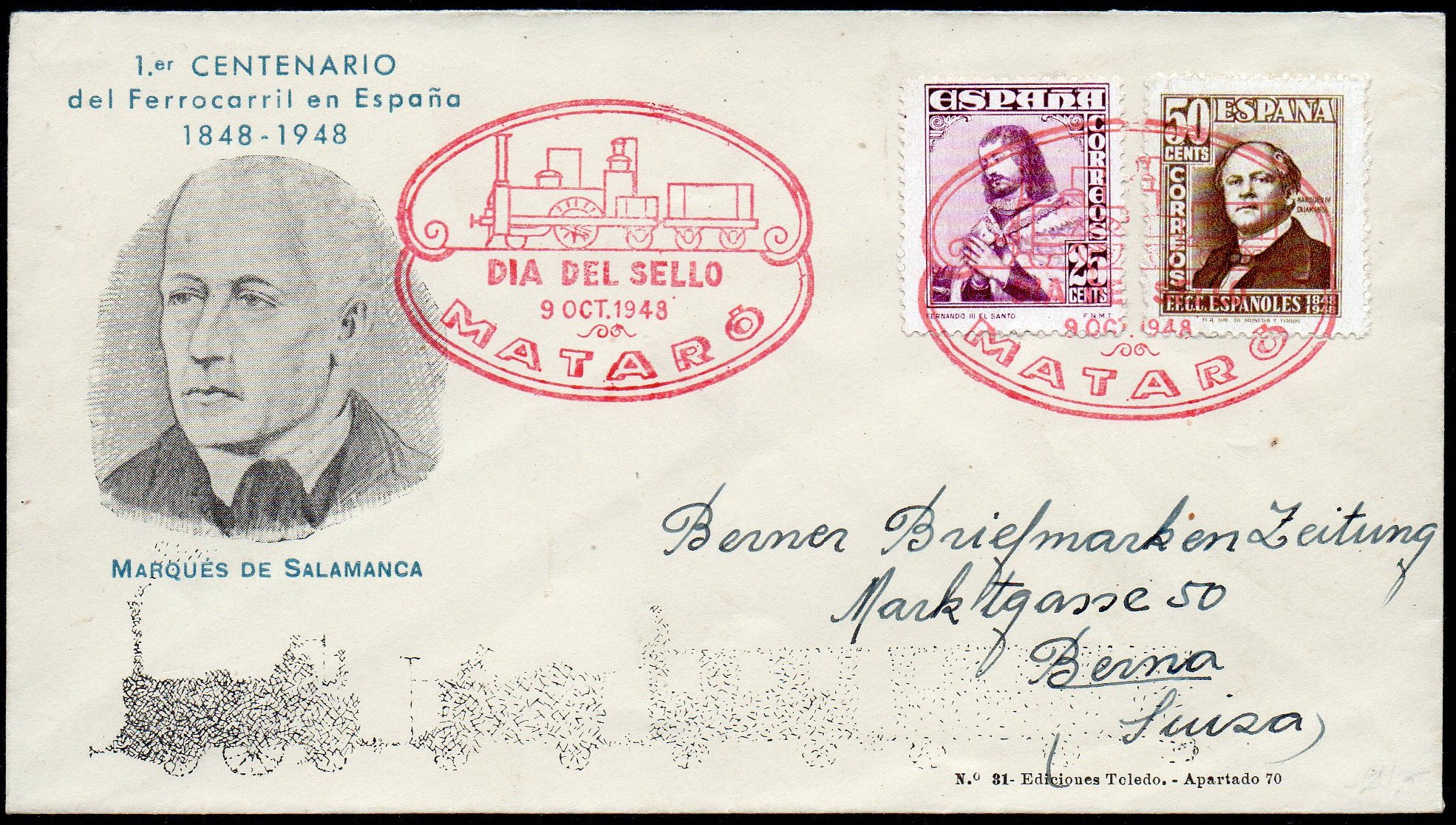 1948 Spanish Railway Centenary stamps