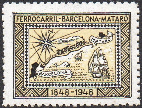1948 Centenary Centenario Barcelona-Mataro Railway Ferrocarril FFCC sellos postales stamps Spain 