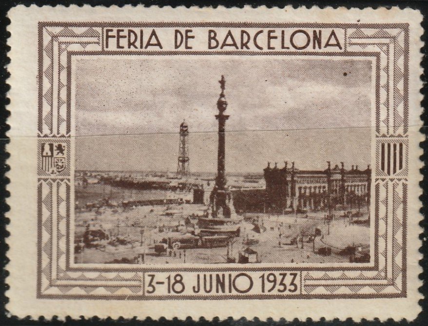 Espana Spain poster stamps vinetas railway tramway tramvia tramcars Barcelona