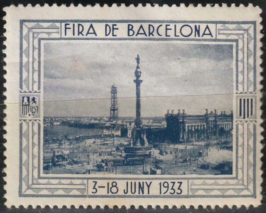 Espana Spain poster stamps vinetas railway tramway tramvia tramcars Barcelona