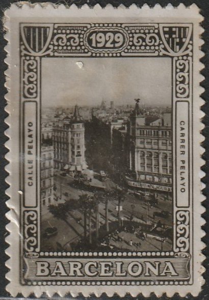 Espana Spain poster stamps vinetas railway tramway tramvia tramcars Barcelona