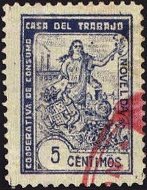 Novelda sellos postales stamps Spain Guerra Civil War 5c